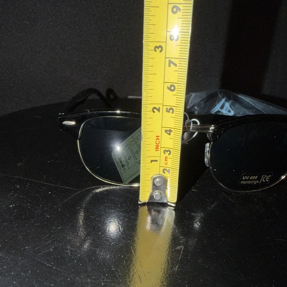 OWL Half Frame Sunglasses /Black Silver Frame /Black Lens. UV400